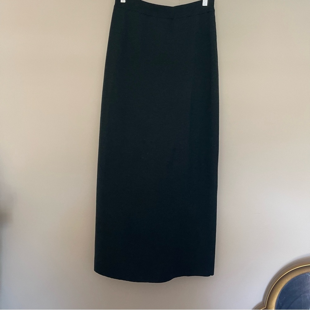 Eileen Fisher Dark Green Straight 100% Wool Maxi Skirt